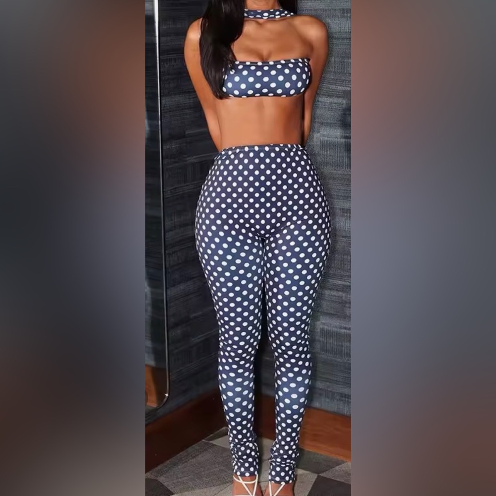 Polka Dot High-Waisted Women's Pants